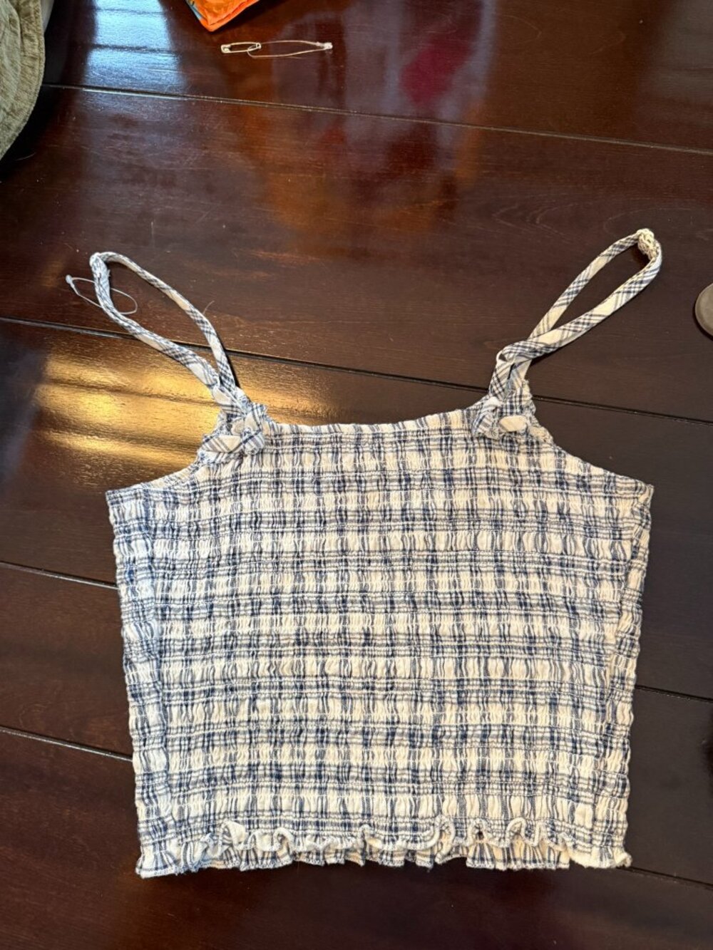 Brandy Melville John Galt Plaid Smocked tank top